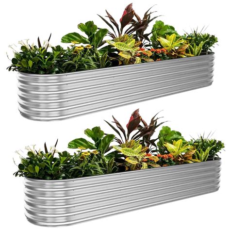 1ft by 2ft metal box|Garsence Galvanized Raised Garden Bed Outdoor 8ft X 2ft X 1ft .